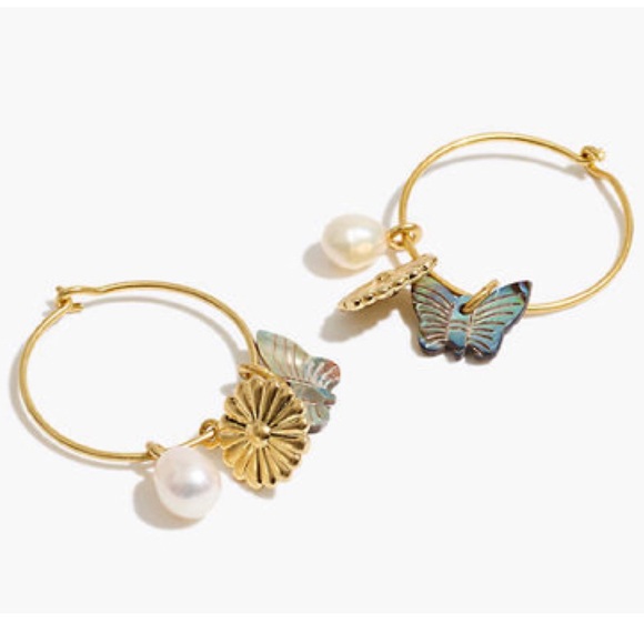 Madewell Jewelry - 🆕 Madewell Garden Charms Pearl Hoop Earrings NWT